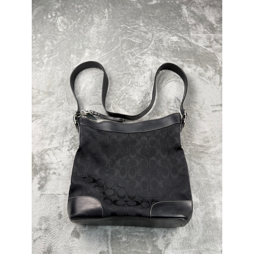 Vintage Coach Legacy Signature Hobo Purse - Black canvas and leather
